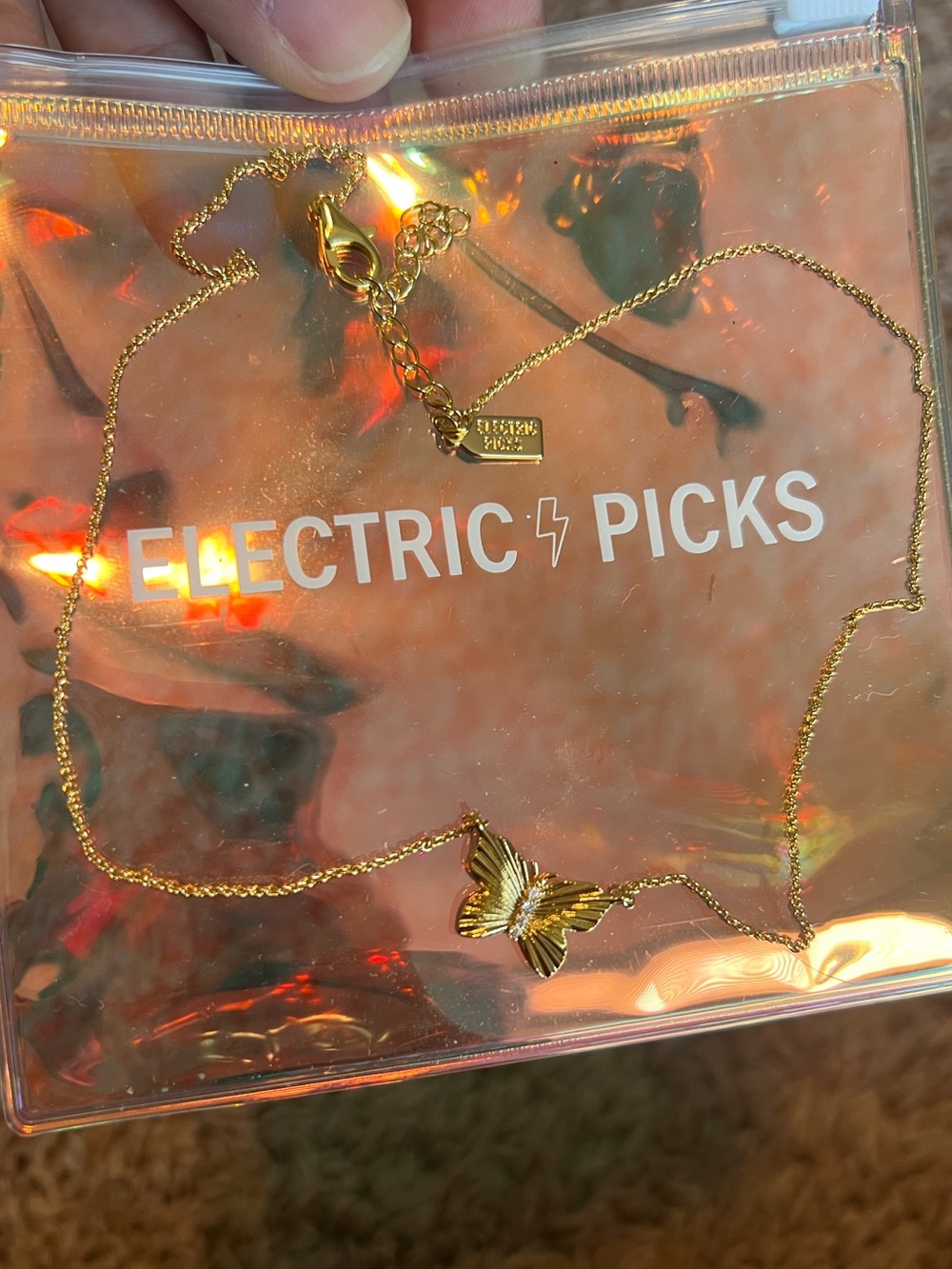 Electric Picks Gold Butterfly Necklace - Gold Tone Chain